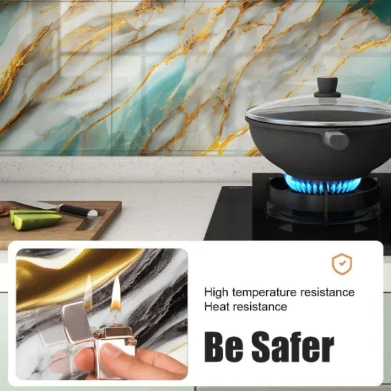 Waterproof Marble Effect Tile Stickers for Bathroom Kitchen Wall