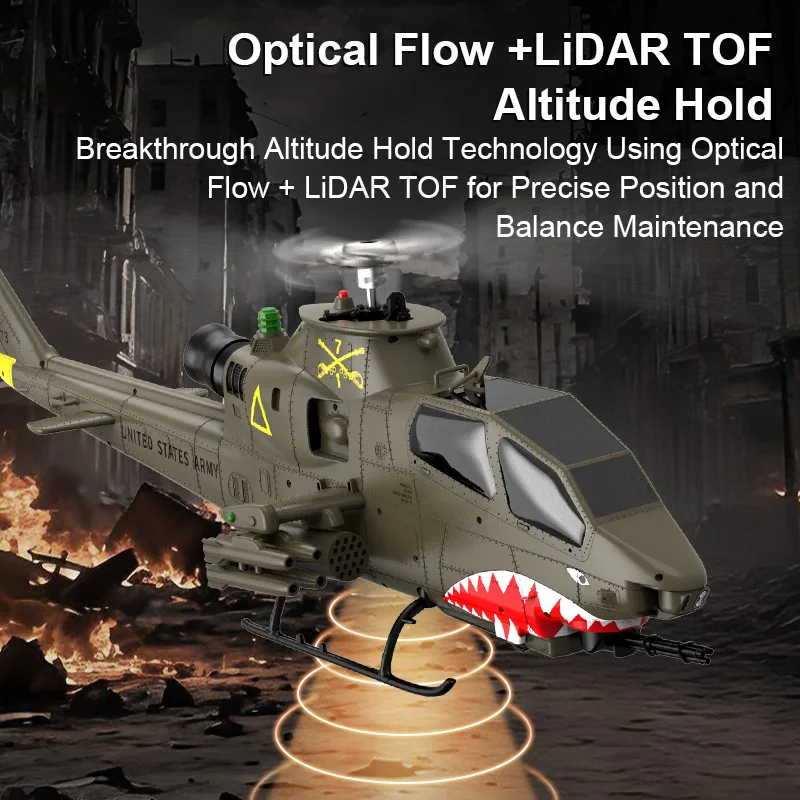 F112S AH-1 코브라 1:32 유샹 RC 헬리콥터 (에일러론 없음) 6G 브러시리스 모터 GPS 광학 흐름 포지셔닝 RC 항공기 장난감