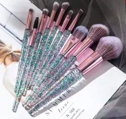 12 - Piece Premium Makeup Brush Set with Soft Synthetic Bristles for Foundation, Blush, and Eyeshadow Application (10pcs green)
