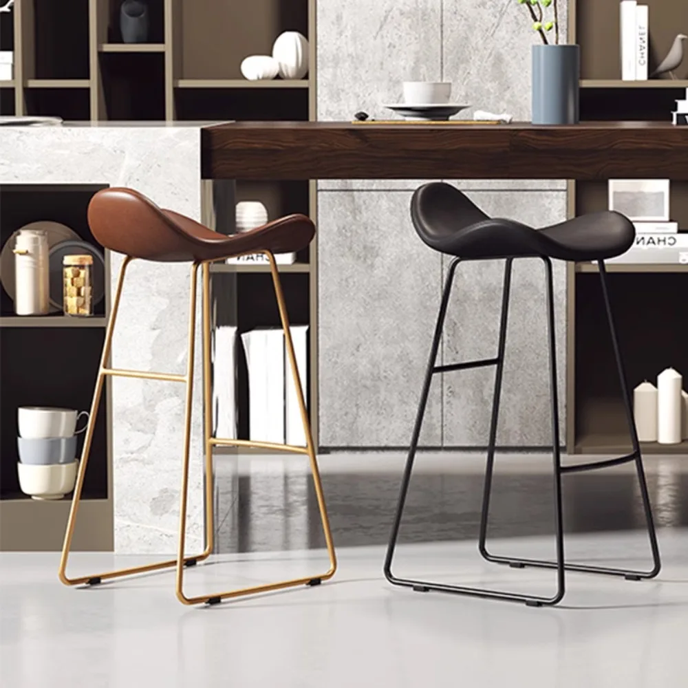 

Modern Metal Bar Stools Vanity Reception Nordic Bedroom High Dining Chairs Dinette Desk Tabourets De Bar Interior Decorations