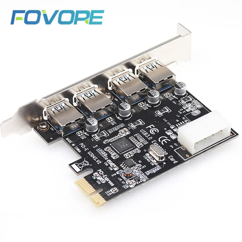 1 Set Professional 4 Port PCI-E To USB 3.0 HUB PCI Express Expansion Card Adapter 5 Gbps Speed for Desktop