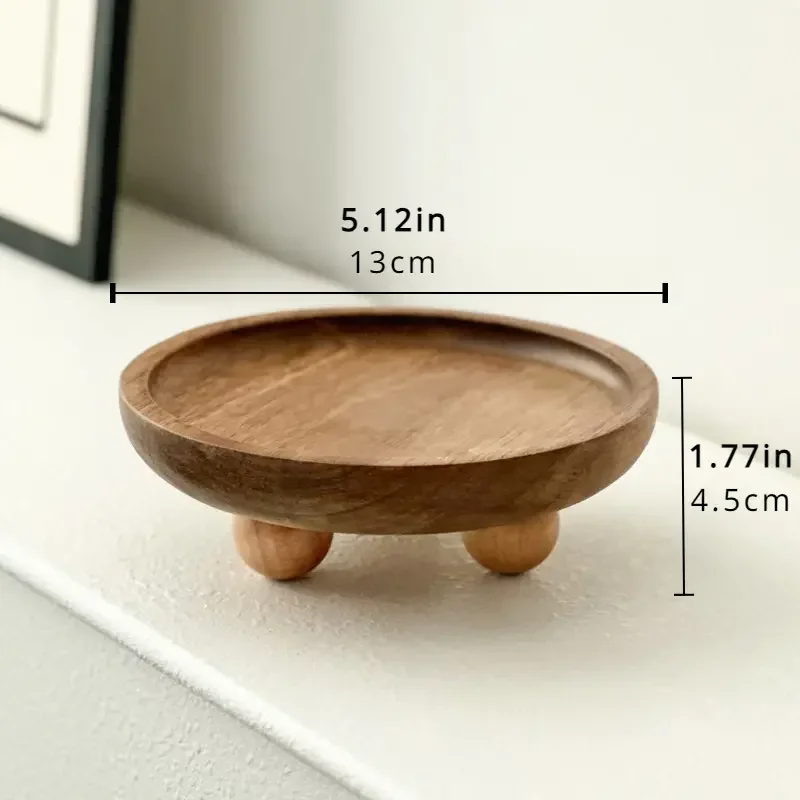 Elegant Wooden Tray Convenient Pedestal Stand Plate Multifunctional Key Jewelry Home Storage Food Dessert Display Trays Decor 5