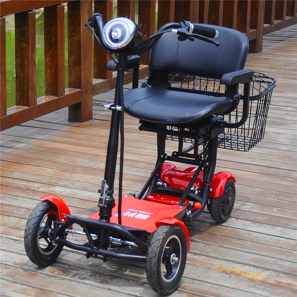 250w 4 wheels dual motor high quality portable mobility folding electric wheelchair scooter for adult