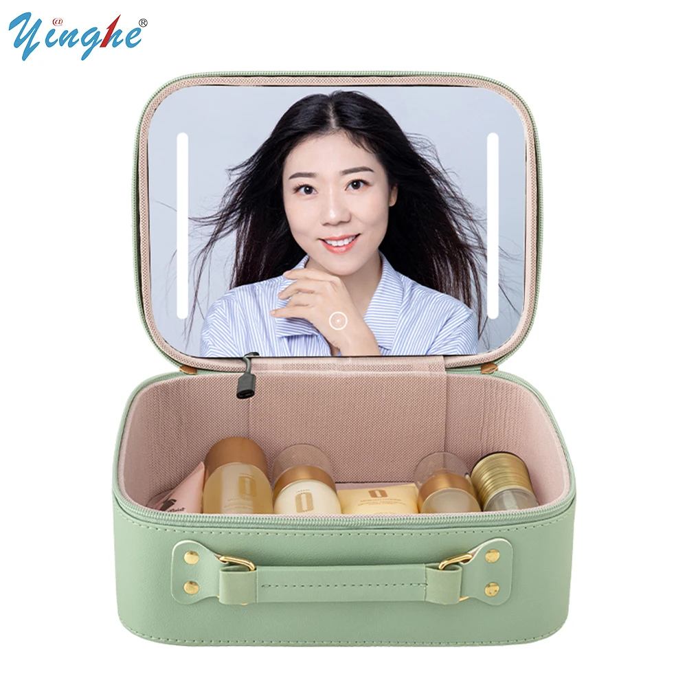 

Cosmetic Case With Mirrors Sets Professional Compact Lighted Makeup Bag Mirror Waterproof Bag Girl Travel Makeup Bag for Women