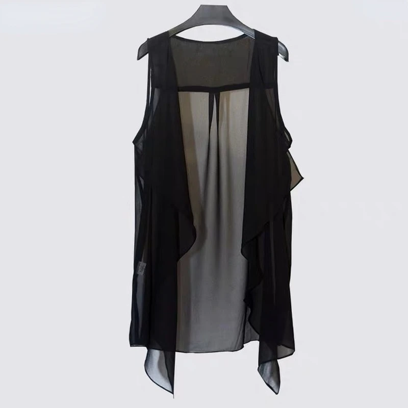 black chiffon vest top