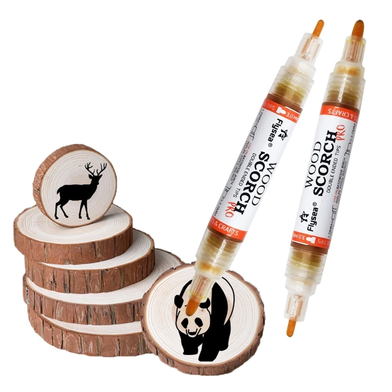 Pyrography Marker Wood Burning Pen Double Ended Design Portable Durable for Artists Pyrography Art Handmade Wood Crafts D5QC
