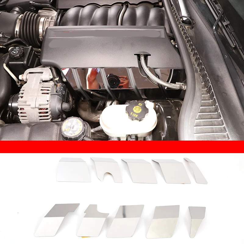 

Для Chevrolet Corvette C6 2005-2013 Серебряный капот двигателя из нержавеющей стали, двухсторонняя отделка, аксессуары для автомобиля