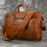 Luufan Men's Briefcase Big Genuine Leather Fit 16" Laptop Business Handbag Cow Leather Messenger Shoulder Bag Male Work Tote Red 1