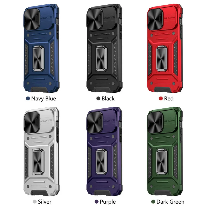 Per Iphone15 Iphone14 Plus Slide Push Pull Window Camera Protect Case Per Iphone 15 14 13 12 Pro Max Magnet Stand Ring Coque