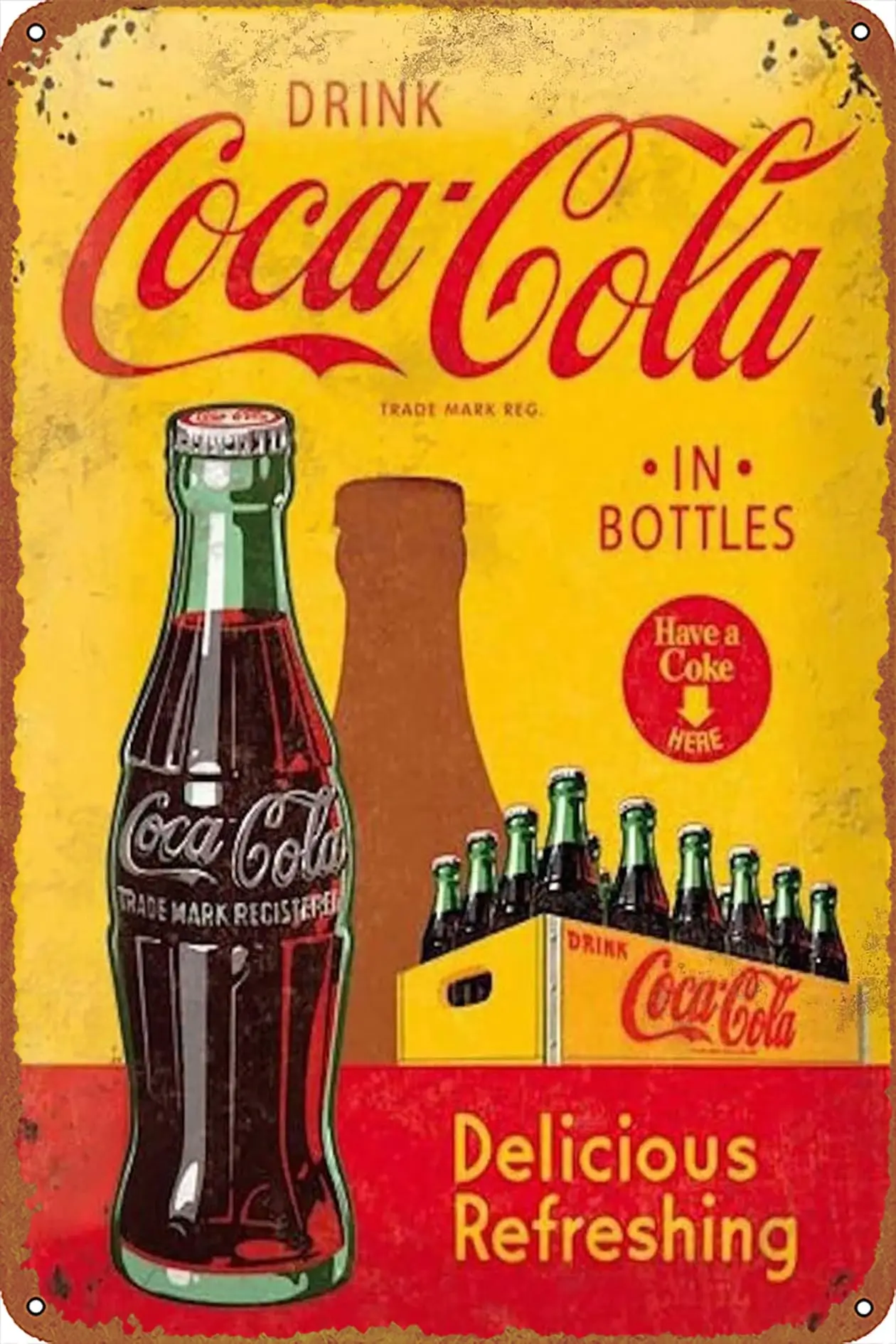 

Coca Cola Metal Tin Sign Delicious Refreshing Poster Retro Metal Sign Vintage Tin Sign for Cafe Bar Home Wall Decor 12 X 8 inch