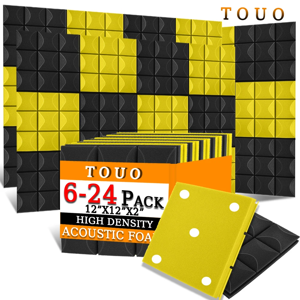 

TOUO Acoust Soundproof Panel 6-24 Pack For Studio Bedroom Acoustic Insulation Foam Sound Absorb Foam Panels Self-Adhesive