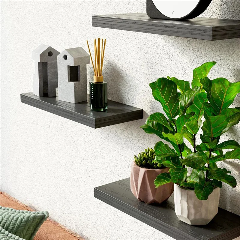 A69 ripiani galleggianti da parete, mensola da parete in legno da 16 pollici per arredamento/stoccaggio/esposizione, per camera da letto, bagno, soggiorno, cucina - immagine 6