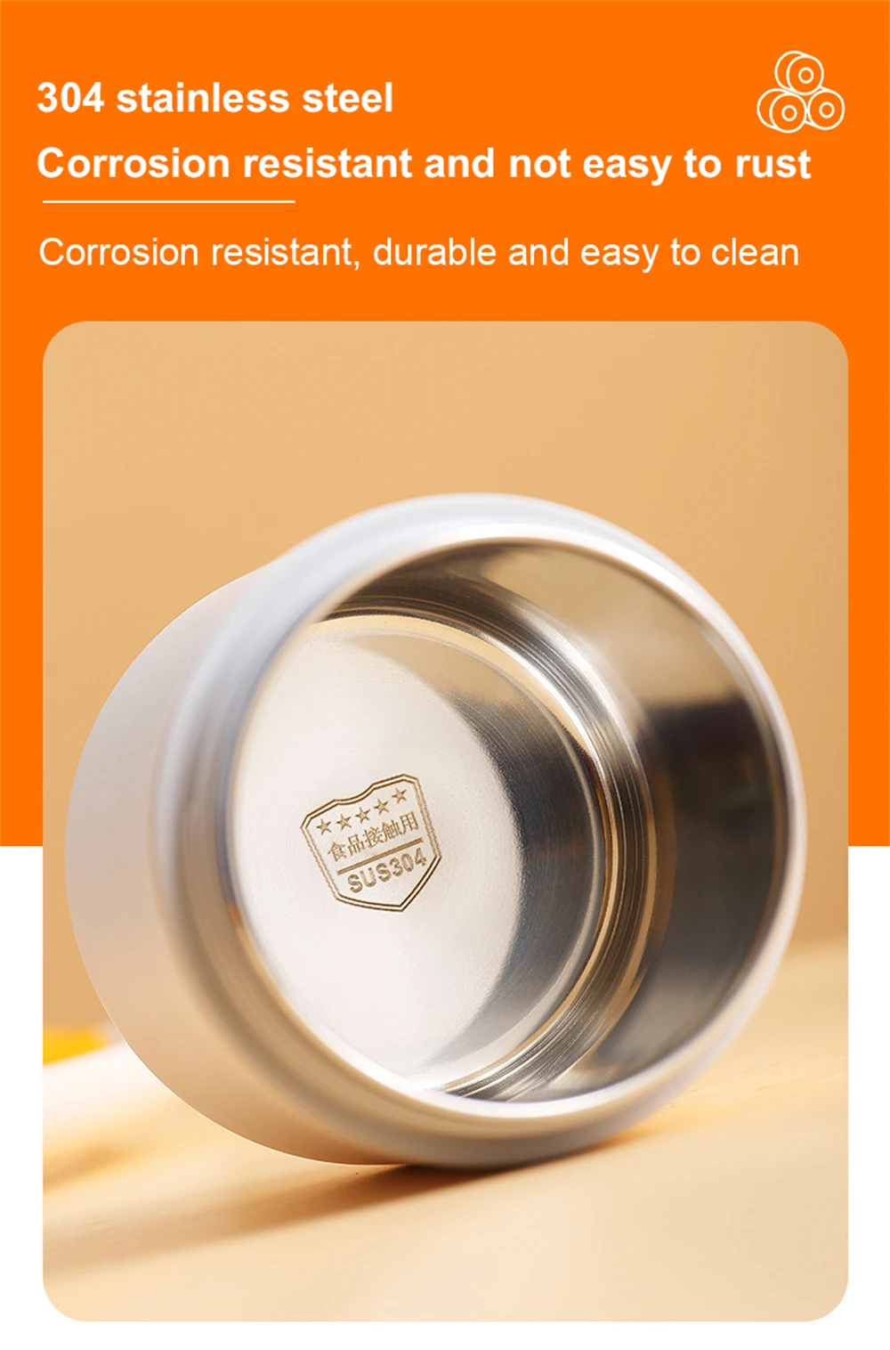 Description Picture 3 of item510ml Stainless Steel Lunch Box with Spoon Thermal Food Container Vaccum Cup Insulate Bento Box Thermos Soup Cup For Kids School
