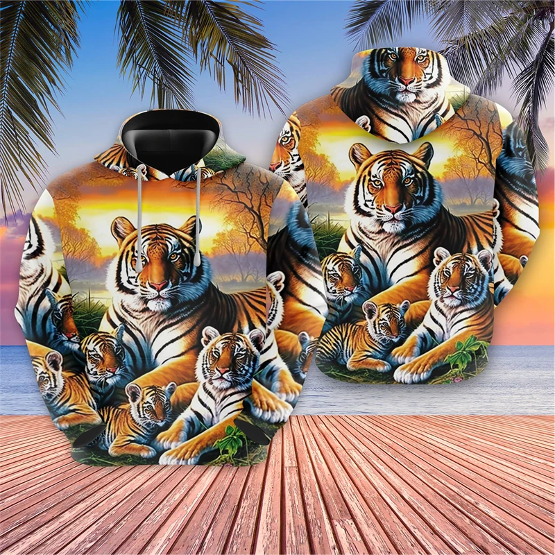 Bengal Tiger 그래픽 스웨트셔츠, 하라주쿠 패션 Y2k 여성 풀오버, 캐주얼 키즈 운동복, 고스 동물 후드, 남성 의류
