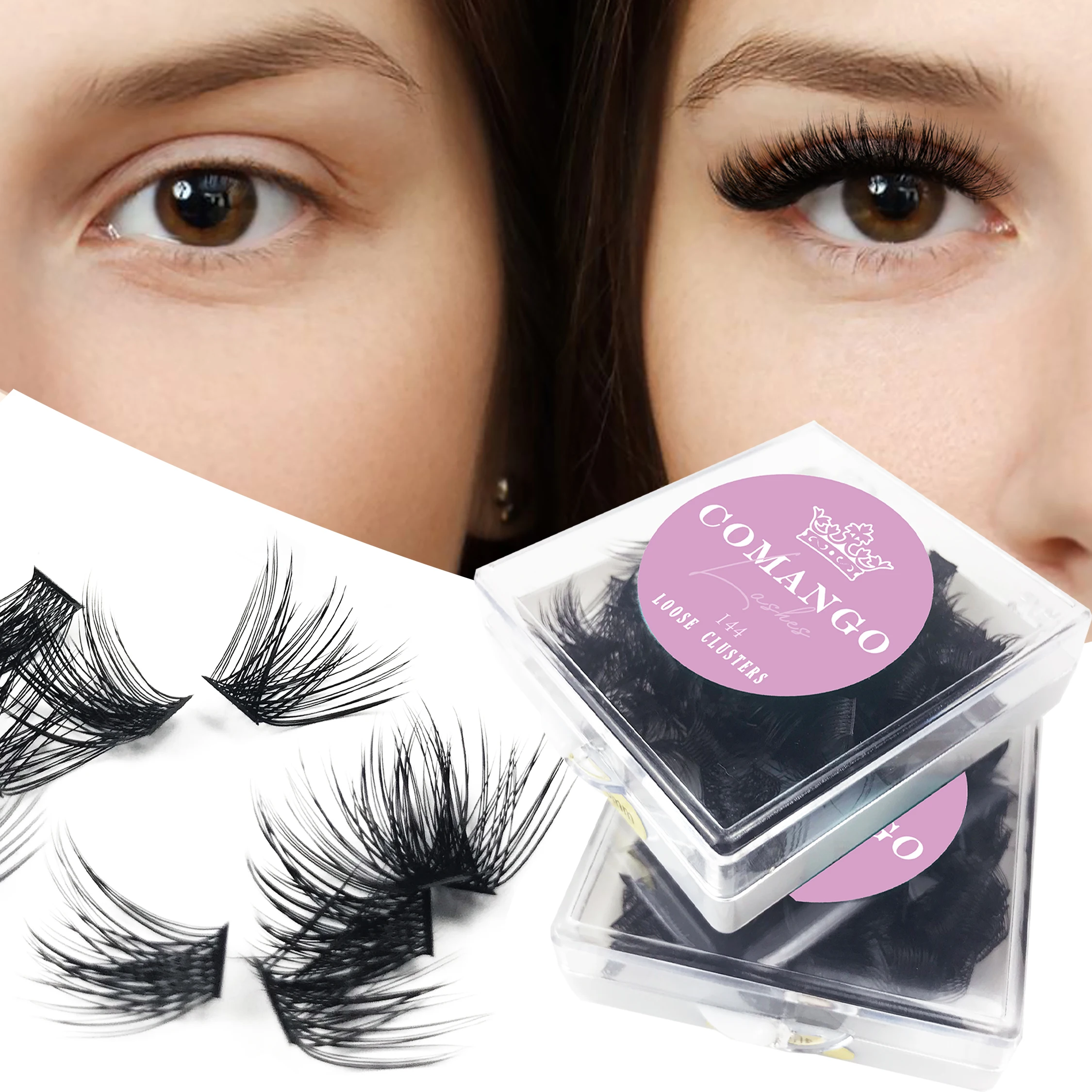 144pcs Loose Lash Segmented Cluster Individual Russian Wispy C/D Curl Cluster Lashes Extension DIY At Home
