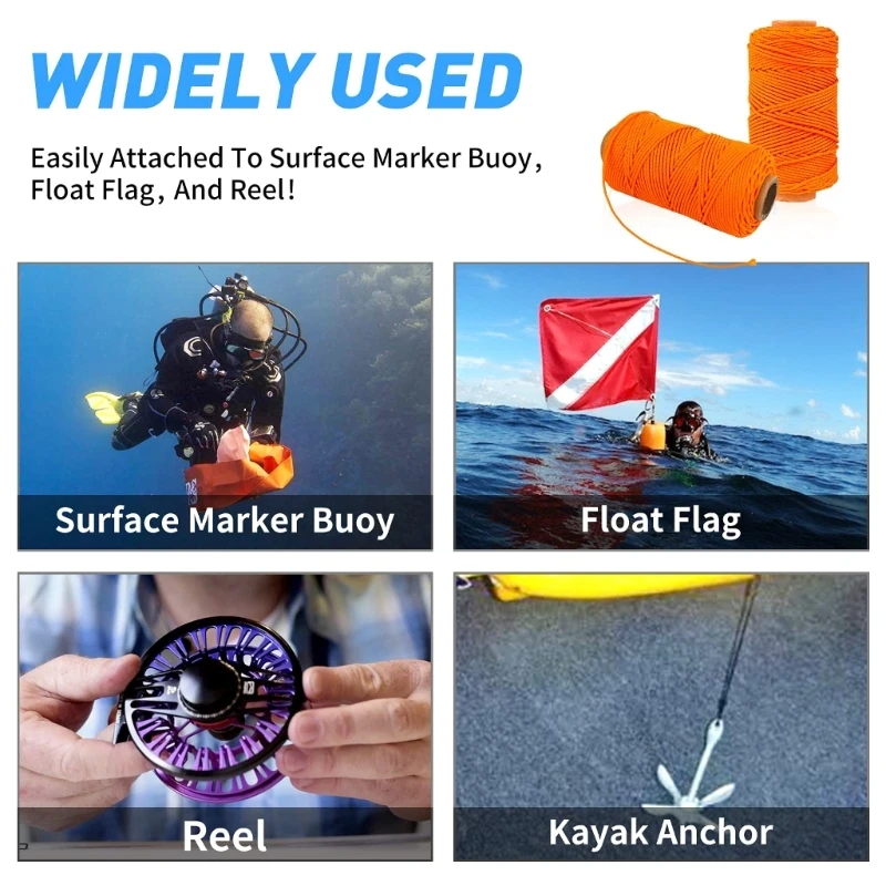 150ft Professional Scubas Dive Reel/Finger Spool Line Snorkeling Spearfishing Cord Rope Scubas Diving Reel Line Enduring 6