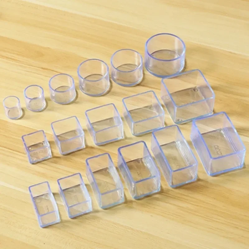 16/8/4PCS Silicone Chair Leg Pad Round Square Furniture Leg Table End Plug PVC Silent Anti-slip Floor Protection