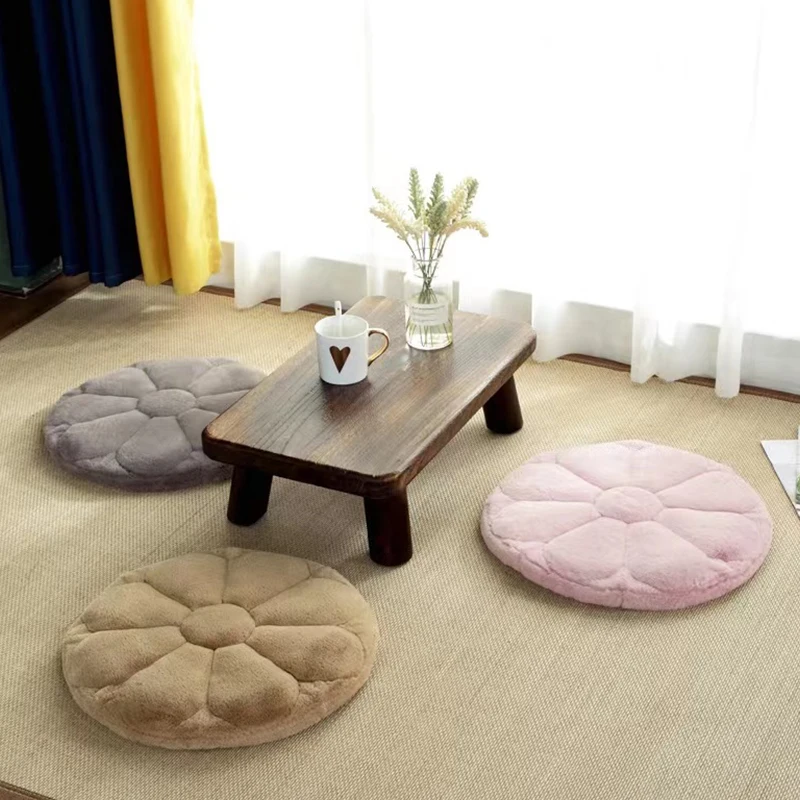 40cm Round Cushion Soft Plush Butt Pad Velvet Quilted Padded Chair Seat Pad Office Chair Cushion Thicken Futon Floor Tatami