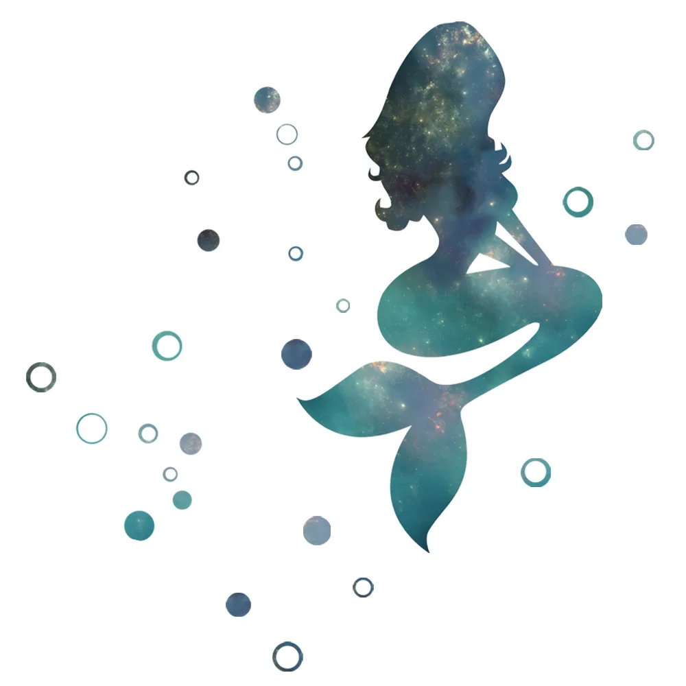 Wall Stickers Window Stickers Mermaid Starry Polka Dots Wall Stickers Bathroom Bedroom Glass Window Home Decoration Self-adhesive Sticker Beautify Wallpaper
