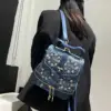 Women's Fashion Diamond Elegant Backpack Multifunctional Diamond Denim Shoulder Bag 3