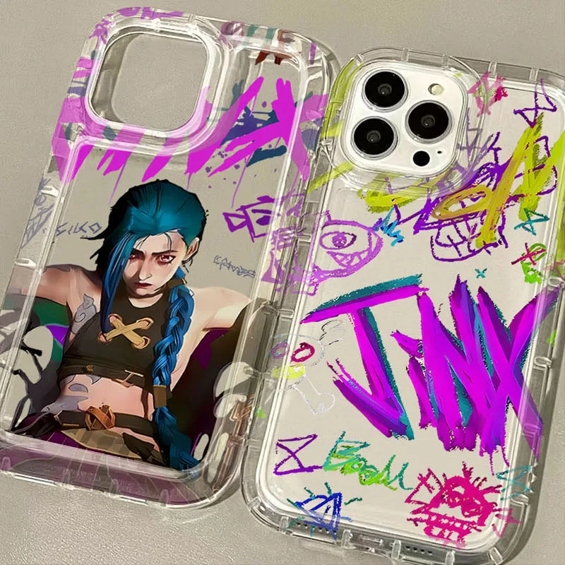 Shockproof Clear Silicone Back Cover with Game Arcane Jinx Design