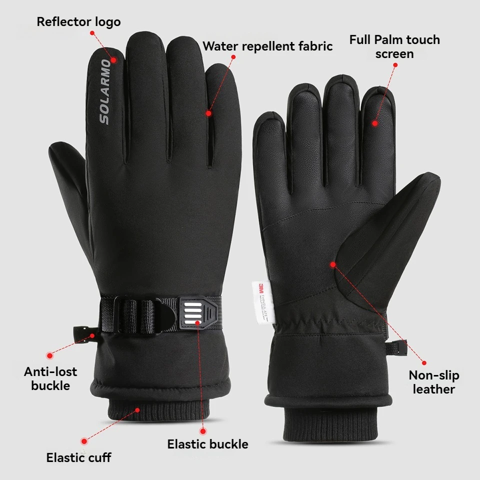 GTUBIKE Cycling Gloves Winter Touch Screen Motorcycle Gloves Outdoor Scooter Windproof Riding Ski Gloves Warm Bike Gloves