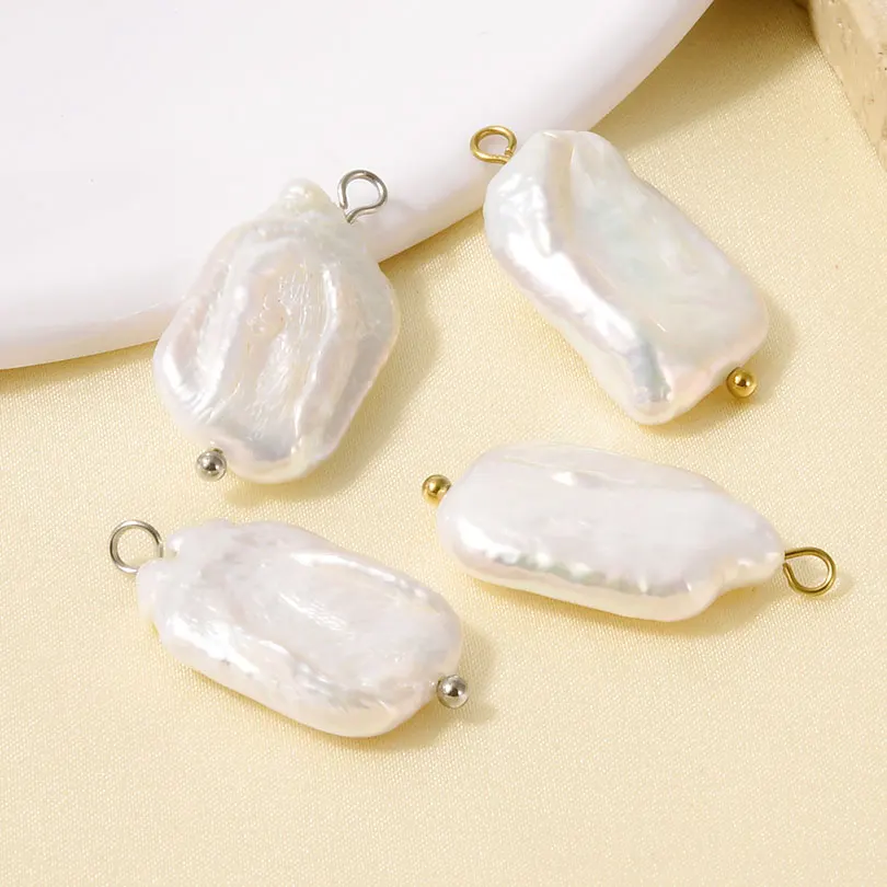 1pc Hohe Qualität Edelstahl Natürliche Süßwasser Perlen Anhänger Textur Unregelmäßige Falten Charme Diy Schmuck Machen Liefert – Detail 7