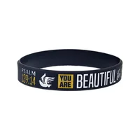 1PC/4PCS Christian Bible Verse Silicone Wristband 139:14 33:3 4:13 6:10 Inspirational Rubber Bracelet Black 2