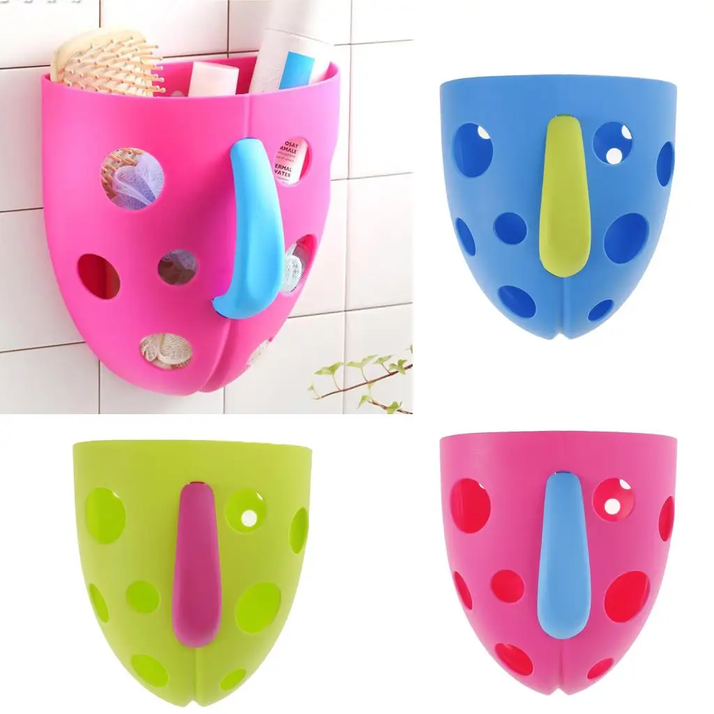 Bathroom Wall Sucker Kids Bath Toys Storage Basket Shower Toys Scoop