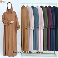 Eid Ramadan Prayer Abaya Women Muslim Dress Latest One Piece Prayer Hijab Plain Jersey Hoodie Abaya Islamic Clothing