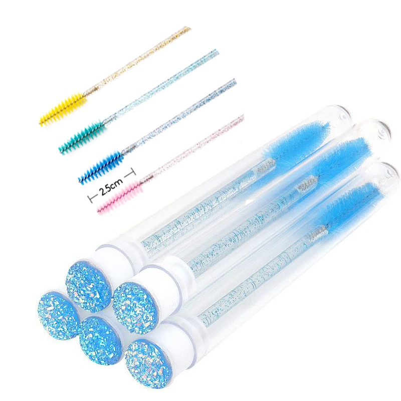 

5 PCS Reusable Eyebrow Brush Tube Disposable Eyelash Brush Dust-proof Sparkling Broken Diamond Makeup Brush