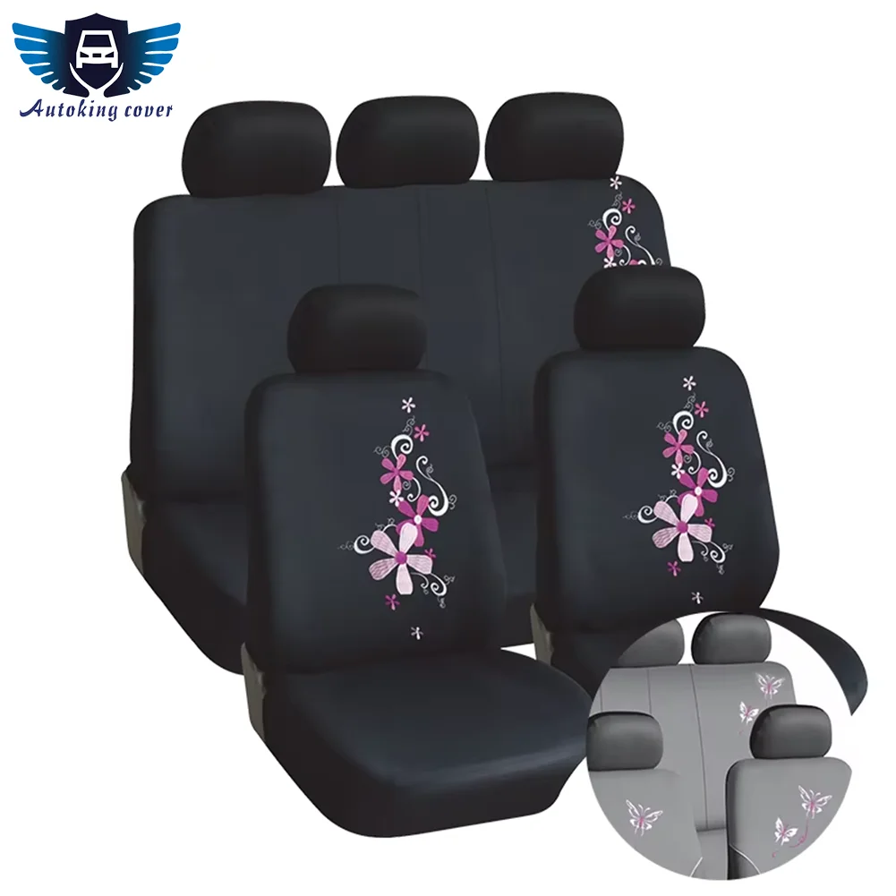 AUTOKING Universelle Polyester-Autositzbezüge mit Stickerei, Set, Zubehör, Innenausstattung, Damenbezüge, Autositzbezüge, passend für die meisten Autos und SUVs