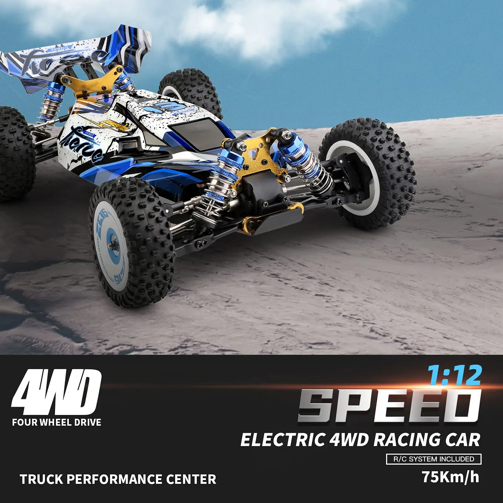 La voiture RC WLtoys 124017 124016 Électrique 4WD Brushless 75km/h en pleine vitesse sur piste