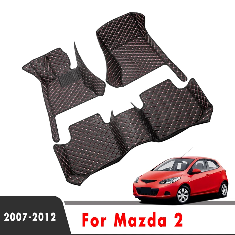 For Mazda 2 2012 2011 2010 2009 2008 2007 Car Floor Mats Interior Accessories Leather Carpets Decoration Styling Parts Products