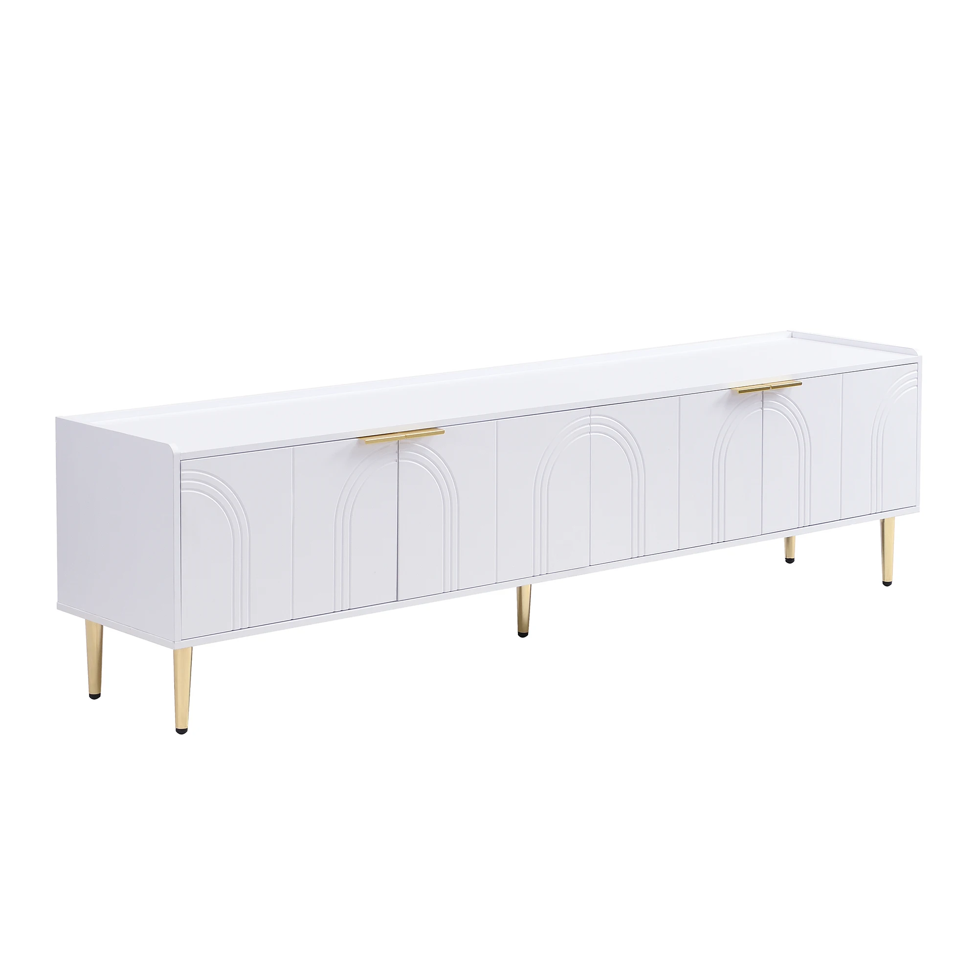 TV-Schrank, Lowboard mit strukturierter Tür, TV-Möbel, goldene Griffe und goldene Füße, 170 l x 35 B x 47,5 H (cm) – Detail 24