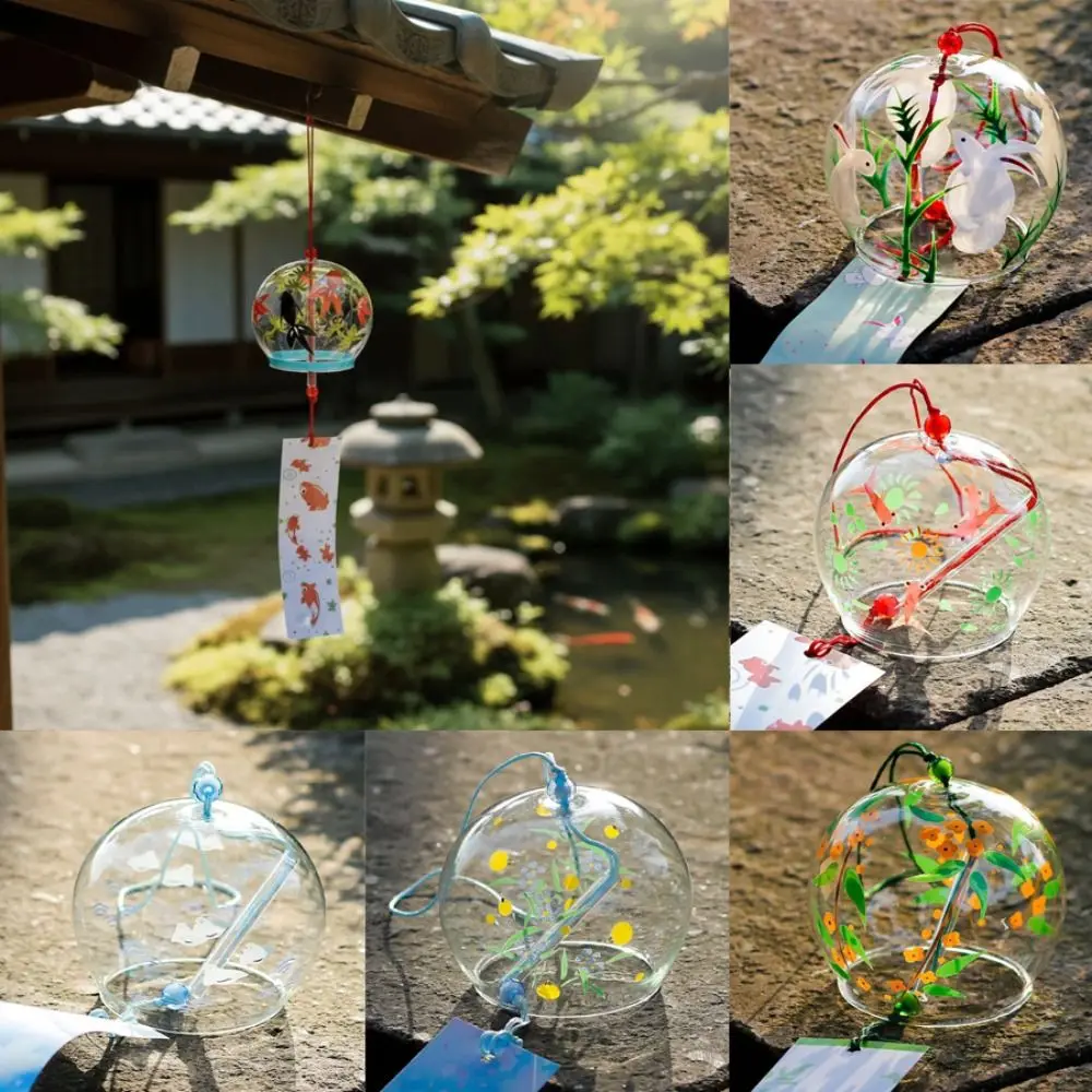 수제 유리 풍경화 펜던트 디자인 유리 그림 풍경화 벨 음악 벨 소리 귀여운 스타일 문 장식