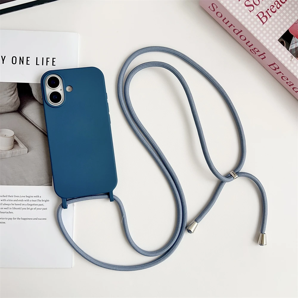 Crossbody Liquid Silicone Phone Case with Lanyard in Matte Candy Color