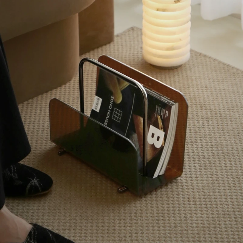 Acrylic Magazine Rack Metal Portable Newspaper Rack Removable Desktop Storage Decorative Rack.modular Desk Accessories Office