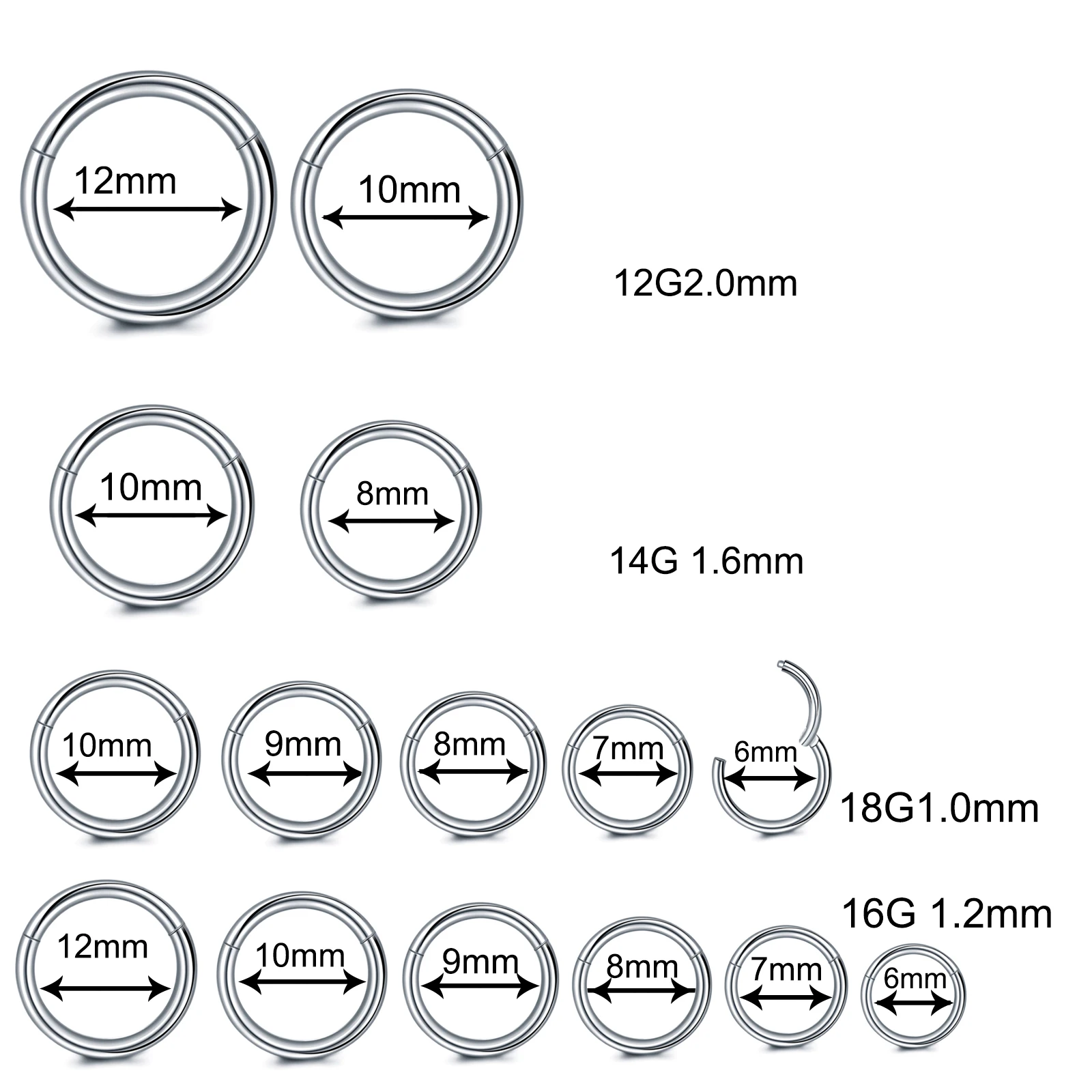 G23 Titanium Septum Clicker Segment Hinged Rings Labret Lip Nose Hoop Earrings Ear Piercer 10-20G TITANIUM PIERC JEWELRI 1PC nose rings,piercing jewelry,body piercing earrings,ear piercing jewelry,metal jewelry,hoop earrings,body piercing jewelry,body jewelry