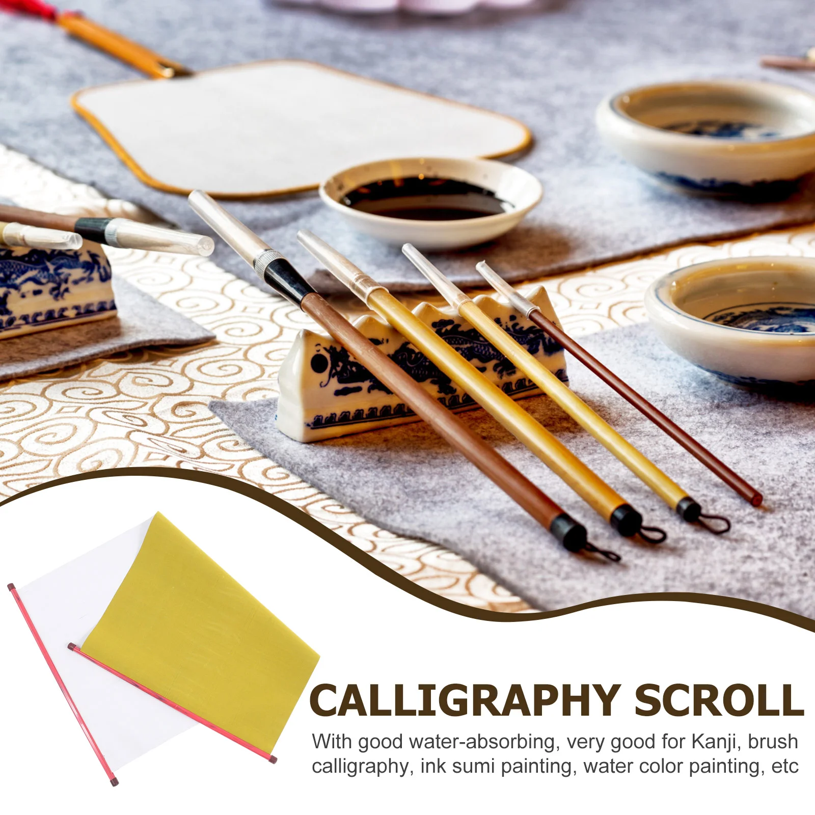 어린이 미스 스크롤 물 쓰기 천, 서예 연습, 그림 그리기 종이, 2 개
