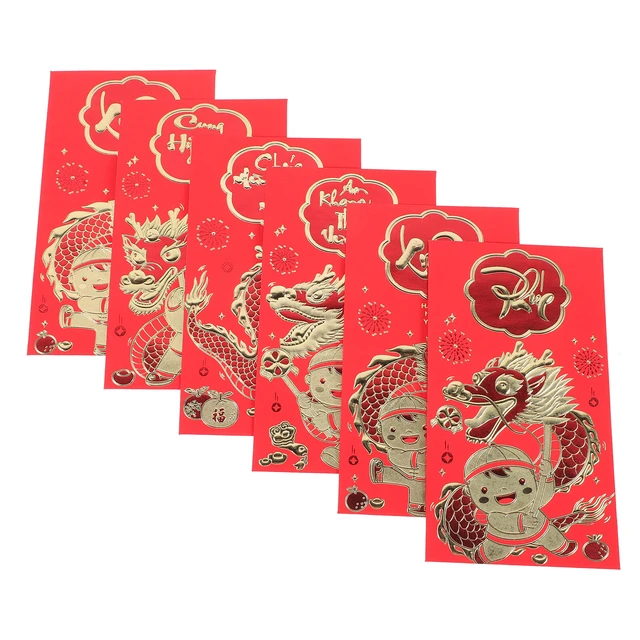 6pcs Red Envelope Chinese New Year 2024 Lucky Purse Gifts for Kids and  Adults Dragon Year Gifts Ornaments