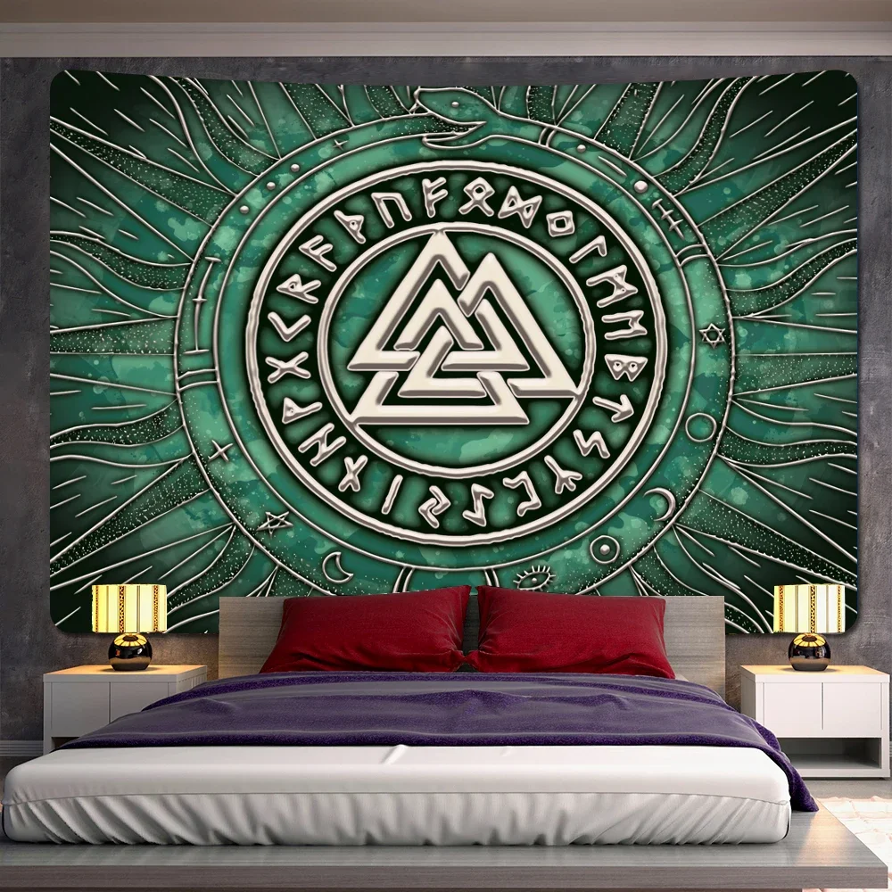 Ximant Viking blood eagle tapestry mysterious Viking meditation psychedelic Rune art hanging tapestry home decoration yoga mat