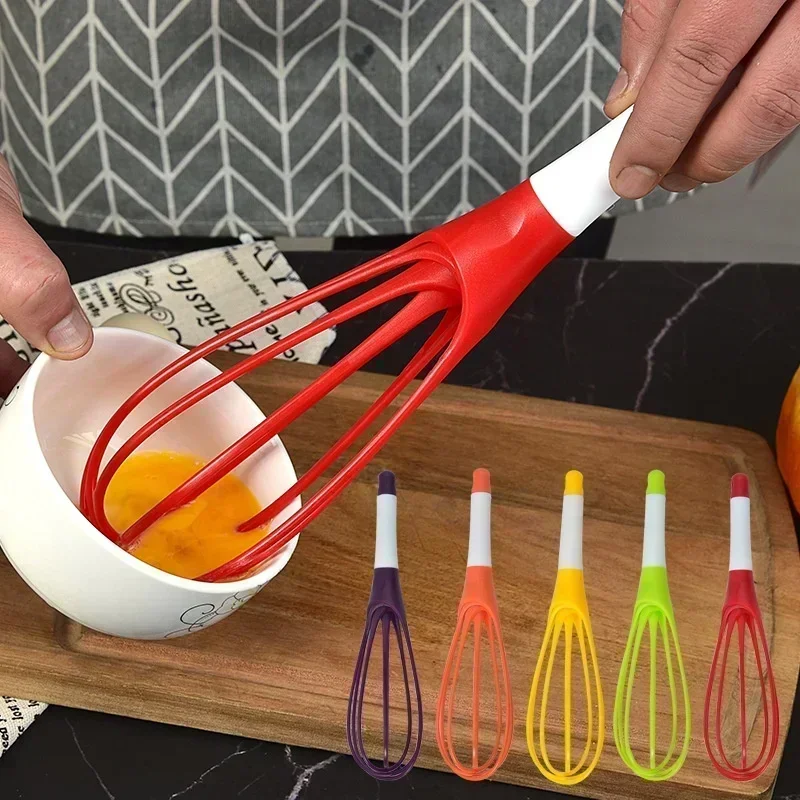 1pcs Multifunctional Rotary Manual Egg Beater Mixer Mini Plastic Kitchen Egg Whisk Bake Tool Agitator Silicone Eco-Friendly