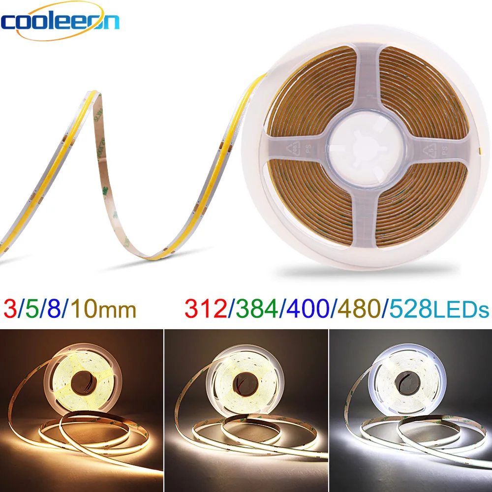 5m 10m COB LED Strip Light  Self Adhesive LED tape for bedroom home decor  - Dimmable Flexible - Aliexpress