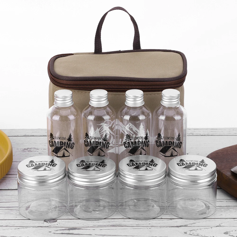 8Pcs Camping Seasoning Bottle Set with Storage Bag Spice Containers Camping Spice Kit for Outdoor Travel BBQ Picnic
