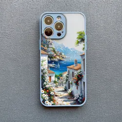 Island Scenery Summer Sky Landscape Phone Case Back Cover - iPhone 12 Mini (Greyblue YHXC 1)