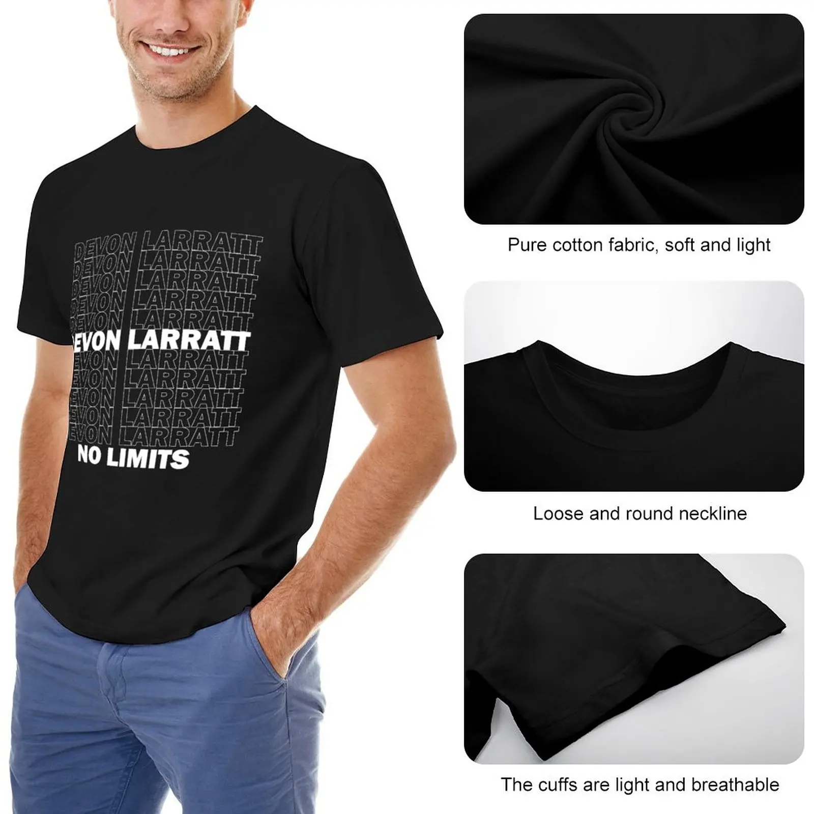 Devon Larratt No Limits Text Logo T-Shirt plus size t shirts t-shirts man T-shirt short mens t shirts casual stylish