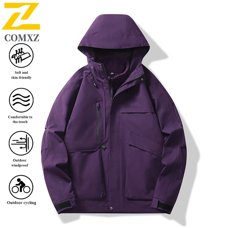 Men's Windbreaker Waterproof Windproof 3-in-1 Detachable Winter Jacket for Hiking Mountaineering Outdoor Workwear Shell Coat