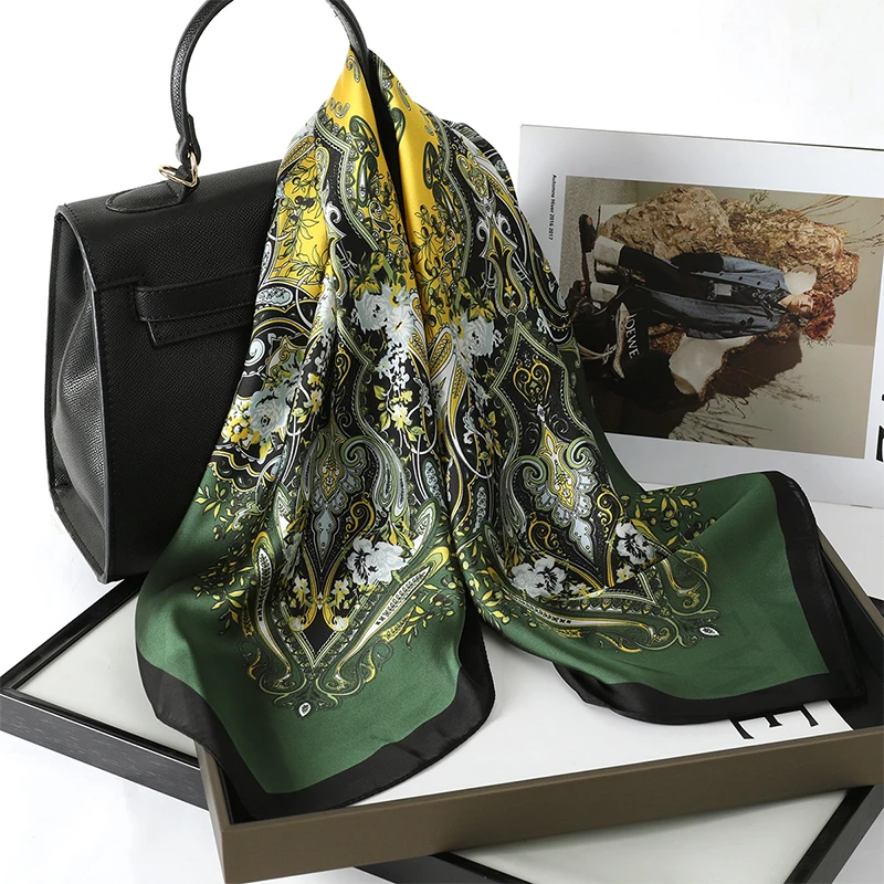 Women Silk Scarf Fashion Hair Scarf Silk Satin Neckerchief scarf women luxury Hair Ties Hair Ornament Female bandana Bag Scarves - 3