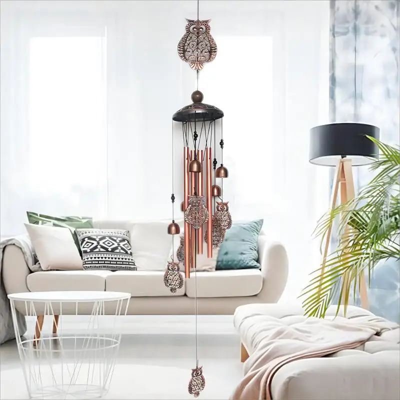 Retro Metal Red Bronze Wind Chime Hanging Ornaments Garden Courtyard Bell Wind Chimes Decorative Animal Hanging Accessories